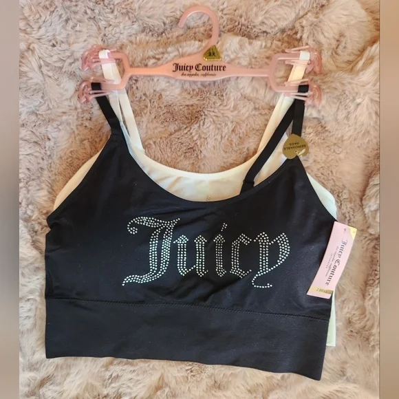 Juicy Couture Intimates Rhinestone Bra, 2 Pack, Black and White, New With Tags - Picture 5 of 9